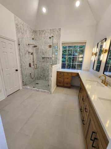 Tub-to-shower conversion in a Plano, TX bathroom remodel