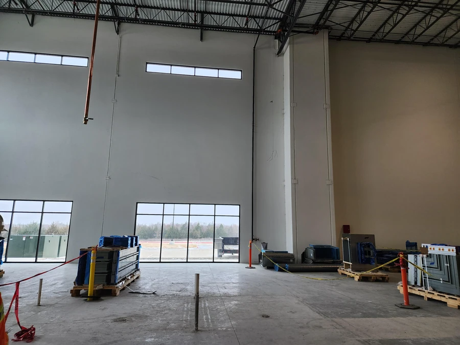 Bare commercial shell space in Mesquite, TX before finish-out