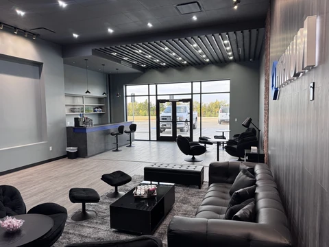 Rear view of a finished commercial showroom in Mesquite, TX