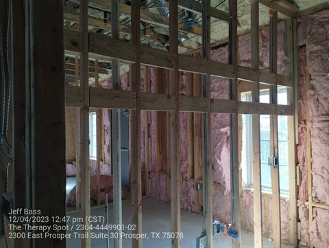 Electrical and mechanical rough-in through framed walls in Prosper, TX